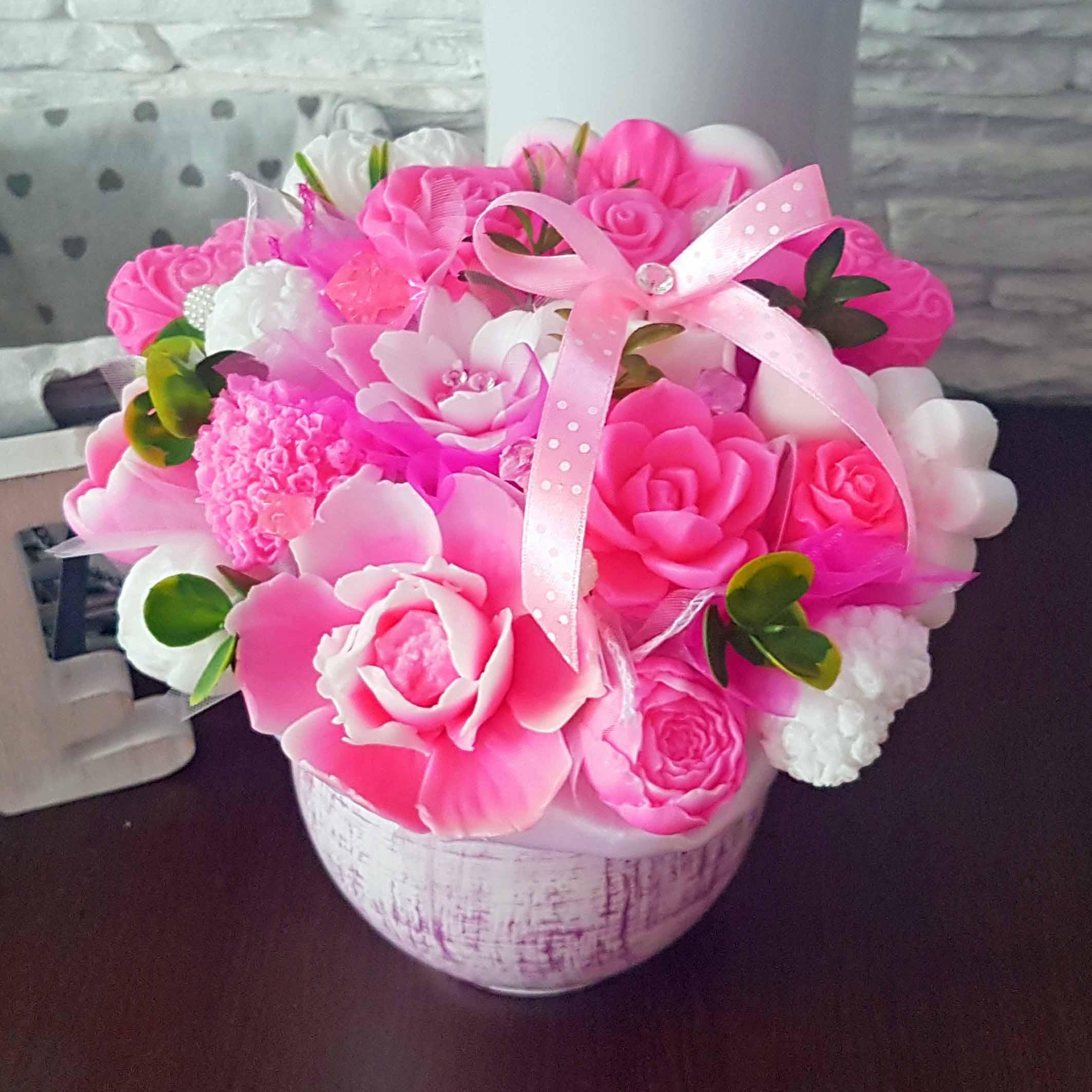 Originálna mydlová kytica - Ružová